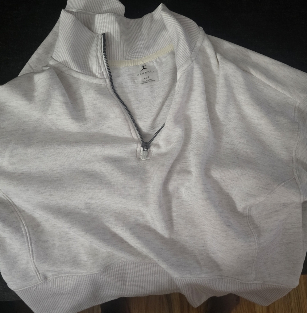 Danskin Off-White Quarter-Zip Pullover - Picture 8 of 8